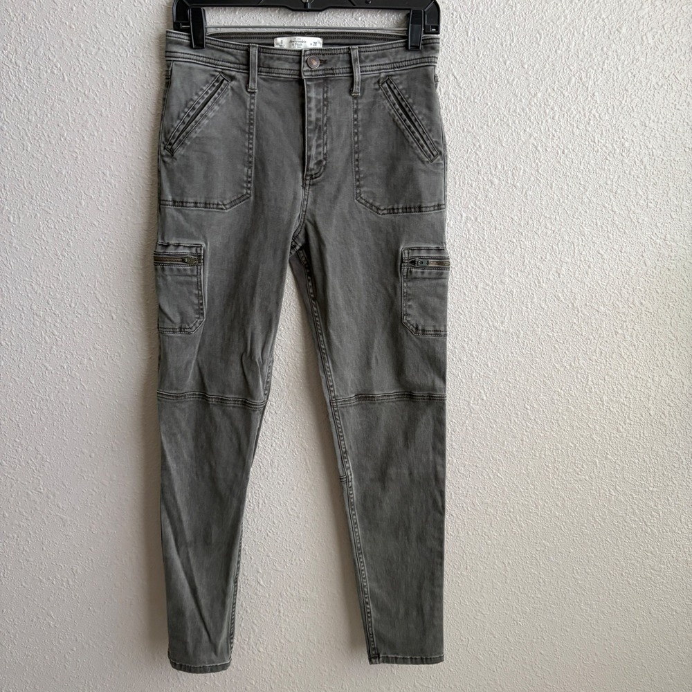 Abercrombie Gray Stretch Skinny Cotton Cargo Pants 6